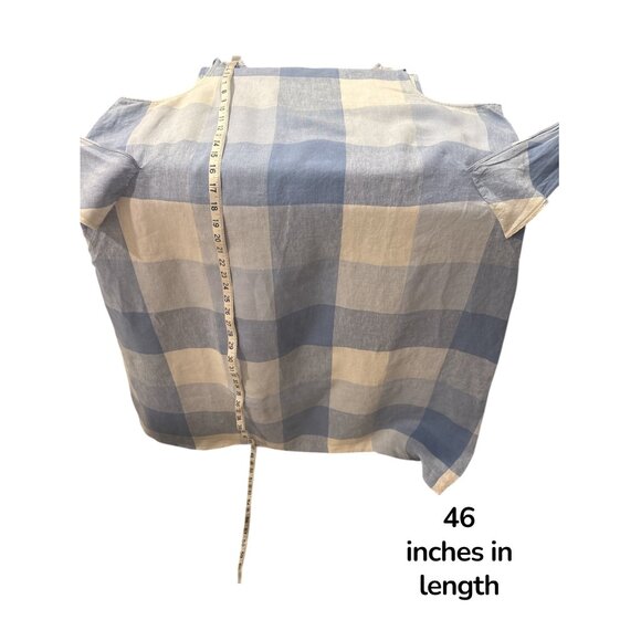 J.Jill Love Linen Midi Dress XL Blue Plaid Sleeveless Tie Back - Picture 10 of 10